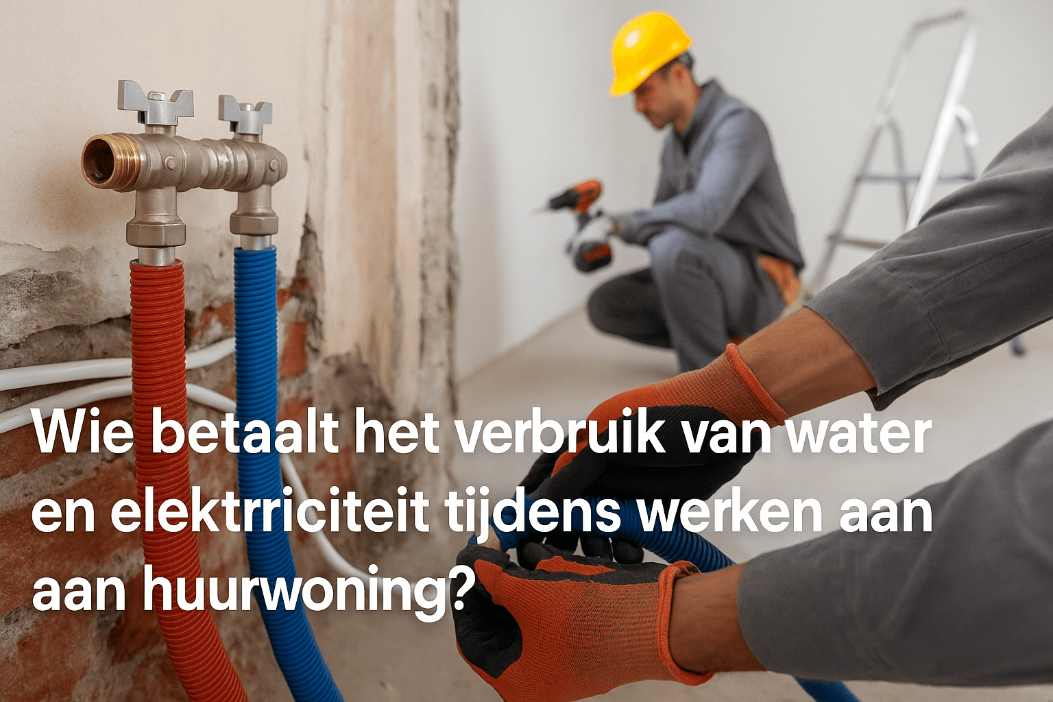 Wie betaalt het verbruik van water en elektriciteit door een aannemer bij werken aan een huurwoning?